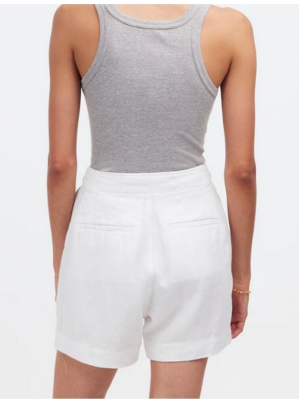 MADEWELL Clean Button-Tab shorts 100% Linen High Rise 6 Eyelet White NR095 $68 - Picture 2 of 10